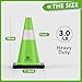 RoadHero 4 Pack Traffic Safety Cones 18 Inch with Black Weighted Base, Plastic PVC Lime Green Traffic Cone with Reflective Collar for Parking Lot, Construction Events, Road Safety