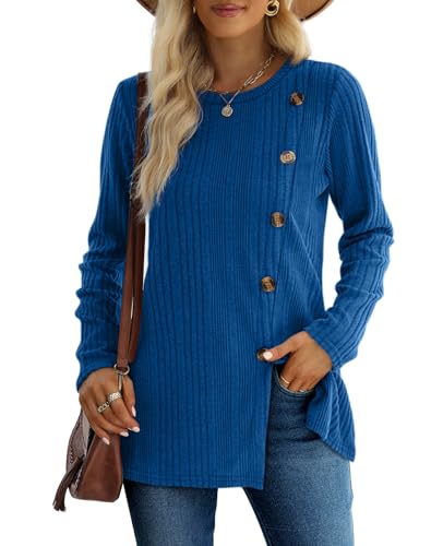 Image of XIEERDUO Long Sleeve Tops for Women Tunics Buttons Front Slit
