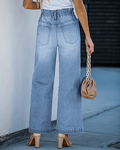 Grapent Women's Womens Jeans Size 14 Womens Jeans Size 12 High Waisted Mom Jeans Flared Jeans For Women High Waist Jeans Wide Leg Jeans For Women Color Azure Mood Size 12 Size 14 #TOP1