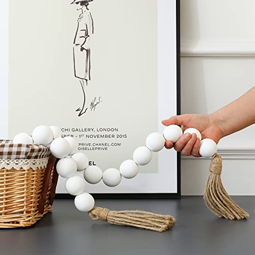 Guirnalda de borlas de madera para mesa de cafe y bandejas de estilo granja rustica 7