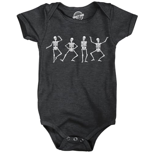 Crazy Dog T-Shirts Funny Halloween Infant Onesie Dancing Skeletons Baby Bodysuit Sarcastic Party Graphic Romper Humorous Novelty Jumper for Infants and Toddlers Black Newborn