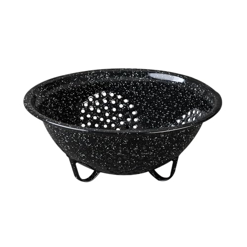 Granite Ware Colander - Durable Stainless Steel Kitchen Colander with Large Holes for Efficient Drainage, Basic Kitchen Tools - Lightweight & Versatile for Pasta, Fruits, Vegetables (Speckled Black)