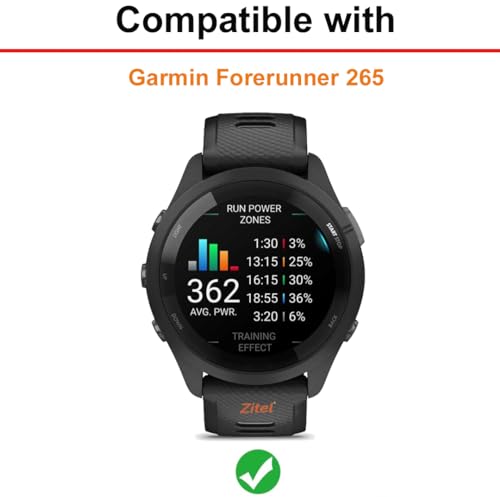 Image of Zitel Case Compatible with Garmin Forerunner 265, (Does NOT FIT for Forerunner 265s) Bumper Cover Shell (Without Screen Protector) - Black