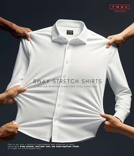 Image of TURMS Men's Solid Knitted Shirts, Odor Control, Stretchable & Breathable, Cotton Blend, Tailored Fit, Full Sleeve