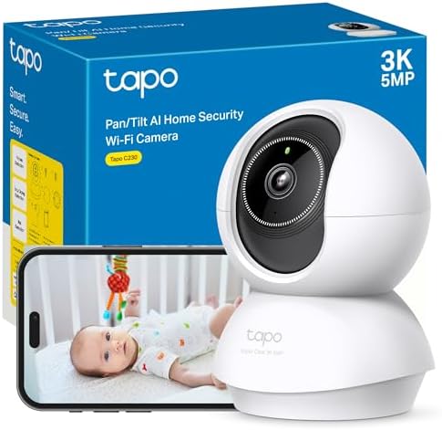 Tapo C230 - IA C&aacute;mara Vigilancia 360&deg;, 3K 5MP, Alarma Sonora/Luz,...