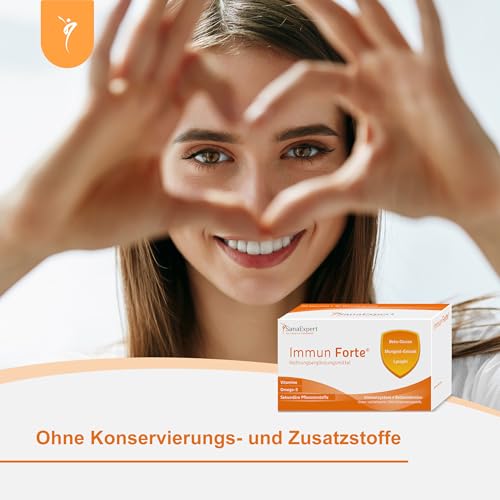 SanaExpert® Immun Forte – Vitamin-Komplex und Mineralien zur Unterstützung des Immunsystems, Omega-3-Fettsäuren, Beta-Glucan, Ringelblumen-Extrakt, Lycopin und Lutein, 90 Kapseln (69 g)