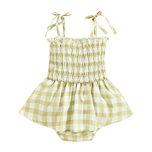 Baby Girls Daisy Playsuits Ruffled Bodysuit+Headband Floral Dress Shorts Jumpsuit Ruffle Onesie Clothes For Photo Shoot Green #TOP16