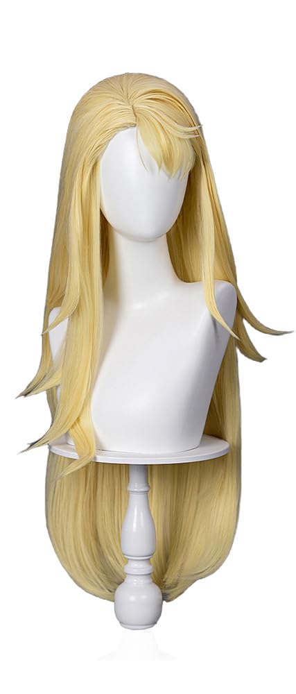 Anime Cosplay Wig Golden Yellow Long Straight Hair Synthetic Wig for Women Comic Show Role Play