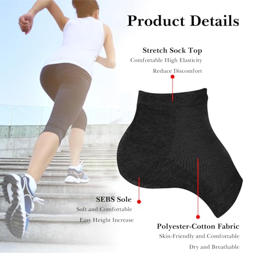 Image of Linkidea Height Max Socks, Half Height Increase Insoles Socks 1.8 Inch, Invisible Shoe Lift Heel Pads for Men & Women 1 Pair (4.5cm, Black), LI8771