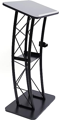 Podio negro curvo y atril de metal de 120cm con soporte de púlpito 3