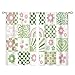 Oolygoo 70s Retro Cute Green Pink Flower Small Kitchen Curtains Checkered Groovy Window Treatment Funky Rod Pocket Cafe Short Window Curtains for Bathroom Dining Room Tier Treatment Drape 27.5x39 inch