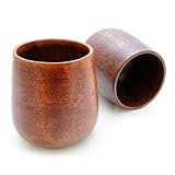 mittelalter geschirr mieten fassungsvermögen 150 ml Ganzoo 2er Set Holzbecher/Deko-Becher (Dekorationsbecher), Trinkbecher aus umweltfreundlichem Holz mit 150ml Fassungsvermögen, Holztassen in schlichtem Design, Farbe: Dunkelbraun - Marke
