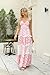 ABYOVRT Women Floral Maxi Dress Spaghetti Straps V Neck Patchwork Flowy Boho Sundress Tiered Long Dresses (Pink,S)