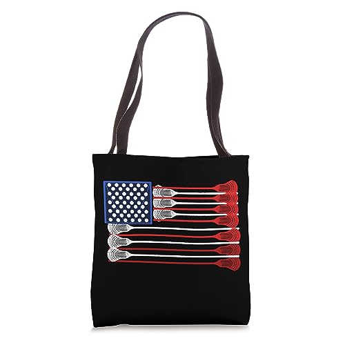 USA Flag Lacrosse American Flag Lax Sticks Balls & Goal Tote Bag