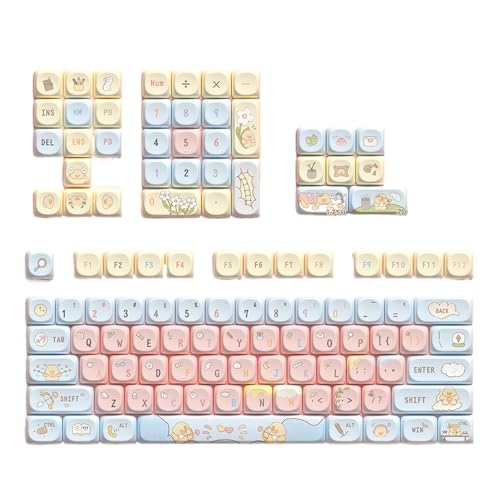 Touches clavier mécanique dessin animé : lot de 112 keycaps PBT 5 faces pour setup gaming mignon
