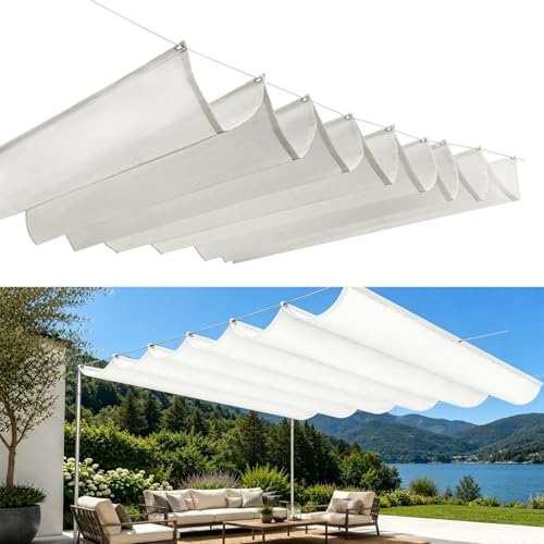 Voiles d'ombrage rétractables blanc 2x4.5m filet imperméable patio