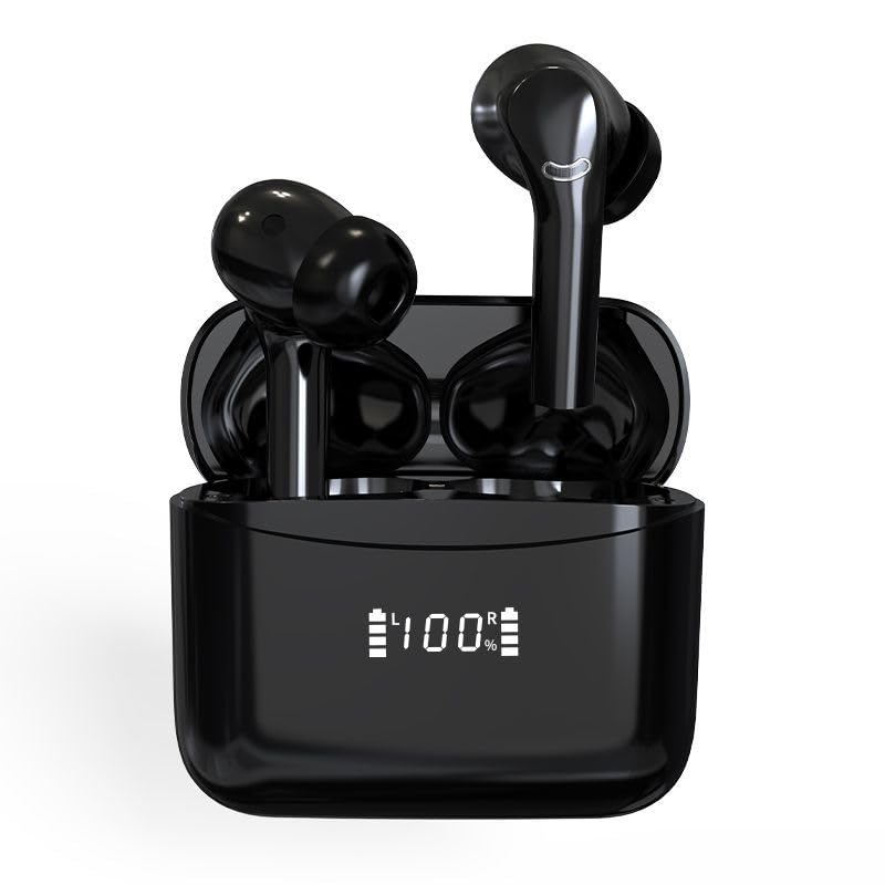 Wireless Bluetooth Headphones in Ear Bud Earphones with ENC Call Noise Reduction HD Digital Display Charging Pod Sport