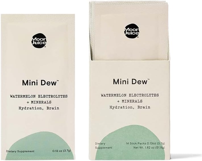 Moon Juice Mini Dew - Palitos de electrolitos en polvo  Mezcla de bebida electrolítica + suplemento de minerales traza para hidratación + función