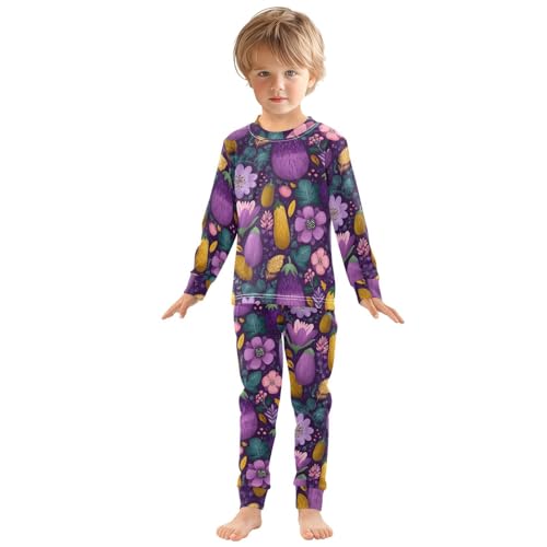 Pajama Sets Long Sleeve Vegetable Floral Pattern Print Soft Comfy Sleepwear 2 Piece PJS 3-8T2