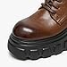 BEAU TODAY Platform Oxfords for Women, Oxford Shoes for Women,Chunky Cow Leather Lace up Dress Shoes,Fashion Casual Comfort Brethable Ladies Handmade Oxford Shoes Brown US 7