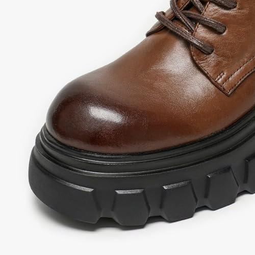 Image of BEAU TODAY Platform Oxfords for Women, Leather Chunky Drees Shoes