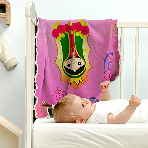 Image of Linzy Plush Virgin Mary Our Lady of Virgen de Guadalupe Baby Double Blanket, Super Soft Baby Double Blanket (50x40 Inch), Pink, 62312