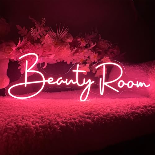 Image of Beauty Room Neon Sign For Spa Beauty Room Nail Brows Lashed Salon Studio LED Wall Art Decor For Business Stores Logo Barber Shops Led Word Indoor Custom Neon Lights 5V USB Powered Peach Pink 40x16.3cm