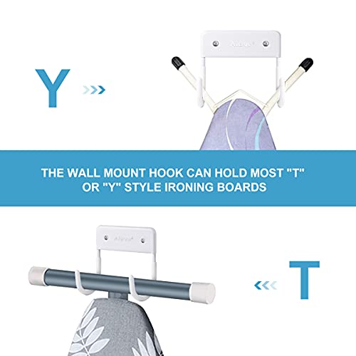 AIEVE Ironing Board Hanger Hook, Large & Small Ironing Board Storage Wall Mounted Holder Bracket for Wall (Matte White) - Image 5