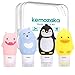 kemozaka Cute Silicone Travel Size Bottles Set for Toiletries, BPA Free, Leak Proof Squeezable Travel Containers With Built-in Labels, TSA Approved Refillable Travel Essentials Accessories (4pcs)