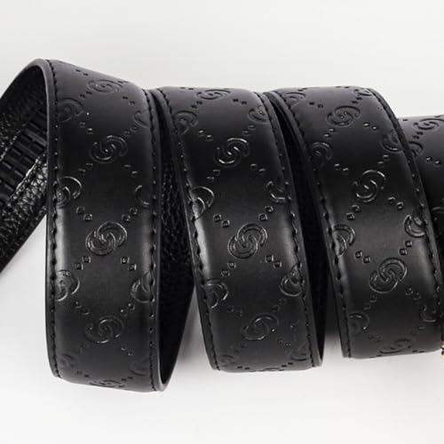 Image of Aurolran Men&Womens Leather Dress Belt Business Automatic Buckle Belt Color-Black Silver Gold