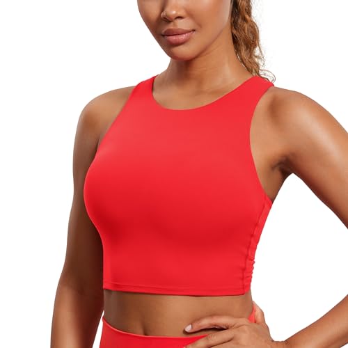 Image of CRZ YOGA Butterluxe High Neck Crop Tank Tops | Light Support, Removable Pads, Yoga, Extremely Soft, Racerback, Longline Sports Bras for Women