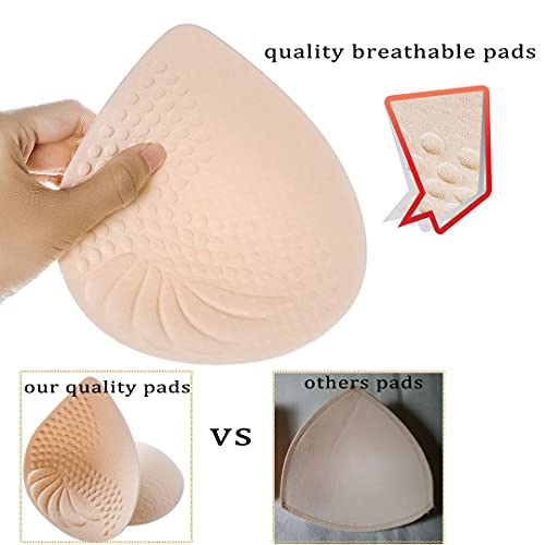 Prettywell Bra Pads Inserts, 2 Pairs Latex Bras Inserts For Sports Bras, Bra Cups Inserts For Bikini Tops (Beige, L.) #TOP2