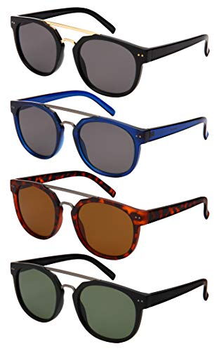 Edge I-Wear Vintage Round Horn Rim Sunglass Women Oval Sunglasses for Men 53110-FLSD-1(BLK.sd)3