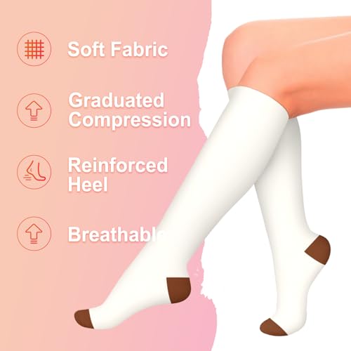 Image of Iseasoo 4 Pairs Compression Socks for Women Circulation-Best Support for Nurses,Running,Athletic,Travel
