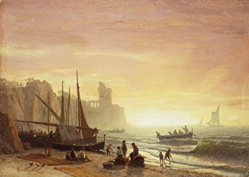 Affiche Toile la flotte de pêche par Albert Bierstadt pour portrait mural 60x90cm