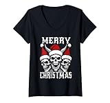 Photo Gallery donna teschi di babbo natale scuro gotico edgy xmas maglietta con collo a v Photo Gallery donna teschi di babbo natale scuro gotico edgy xmas maglietta con collo a v
