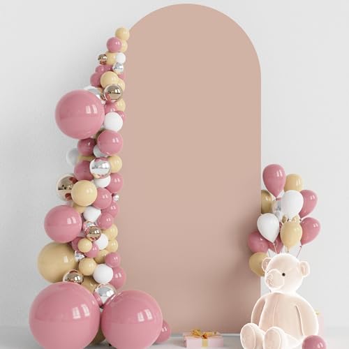 Wokceer 6FT Wedding Arch Backdrop Cover Spandex Fitted Nude Wedding Arch Covers Round Top Chiara Arches Backdrop Cover for Birthday Party Ceremony Banquet Decoration