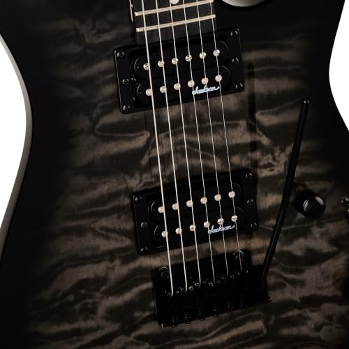 Image of Jackson JS Series Dinky JS11Q Electric Guitar - Transparent Black Bundle with Amplifier, Gig Bag, Tuner, Strap, Cable, Picks, and Austin Bazaar Instructional DVD