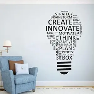 Sky Flying Black Create Innovate Think Office - Inspirational - Motivational - Quotes - Wall Sticker for Kids Room, Living Room, School, Library (Size - 120CM X 72CM)