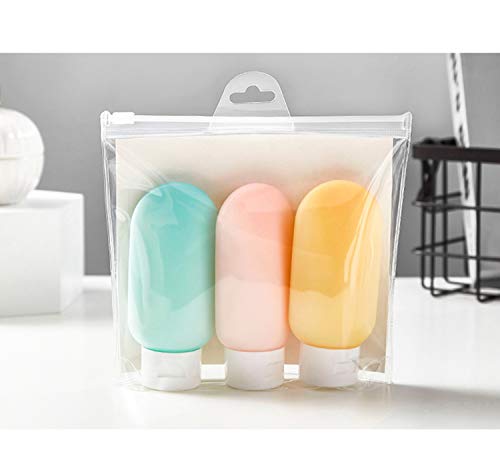 Preisvergleich Produktbild horeen Auslaufsicheres Silikon-Reiseflaschenset ohne BPA - drückbare und tragbare Shampooflasche für Shampoo, Sonnencreme und Hygieneartikel (Tricolor)