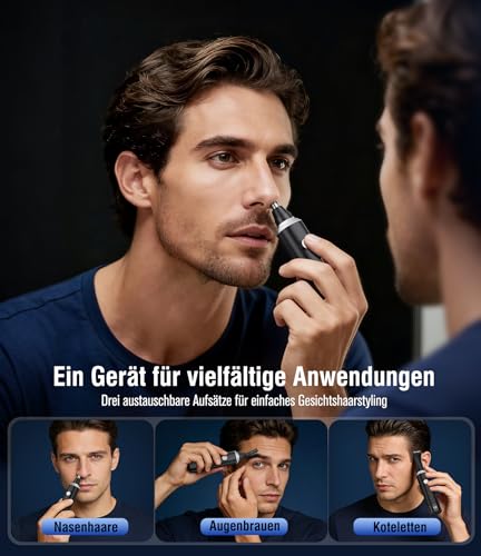 Nasenhaartrimmer 3 in 1 Nasenhaartrimmer Herren Nasentrimmer Nasenhaarschneider USB Wiederaufladbar...