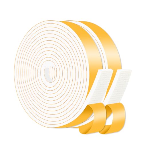 Image of High Density CR Door Seal,for Door and Window,1 in x 1 /4 in x 26Ft | Door Weather Stripping,Strong Adhesive,Weatherproof,Reduce Noise,Door Seal,Foam Insulation Tape for Doors and Windows,White