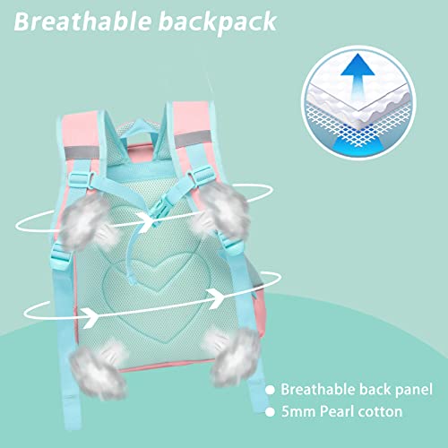 Tanou Kids Backpacks For Girls, 13'' Kindergarten School Backpack, Breathable Bookbags With Reflective Strip For Girl 3-7 Years, Pink Moon #TOP3