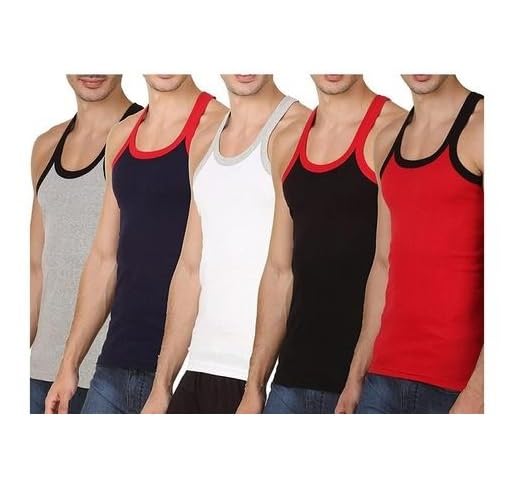 Men Cotton Vest Pack of 5 | Sleeveless Sando Ganji Gym Vest Combo for Men Inner-image-9