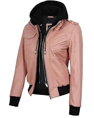 Edinburgh - Pink Hooded Leather Jacket