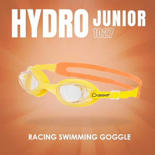 Image of AIRAVAT Hydro 1027 Swimming Goggles, Adjustable Pool Goggles For Adult, Youth, Boys & Girls, Optic Quality Poly carbonate Lenses, 100% UV Protection Anti-fog Coated, Ultra Durable (Yellow)
