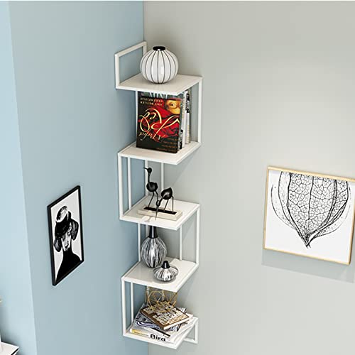 Estantería de pared metálica dorada de 5 capas y diseño triangular para esquinas 7