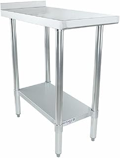 EMPURA 15 x 30 Stainless Steel Filler Table | Commercial Worktop Food Utility Prep Station for Laundry Garage | Galvanized Undershelf Legs, 1-1/2" Backsplash, 15" W x 30" D x 34.75" H, 18-Gauge, NSF