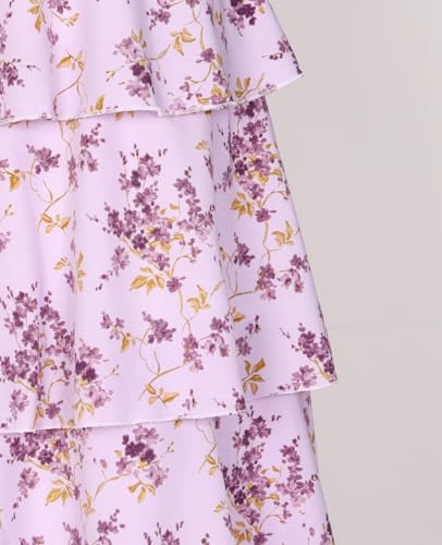 Image of Tiered Ruffle Dress Women Casual Summer Spaghetti Strap Sleeveless Floral Layered Maxi Dress for Women Beach Sundress