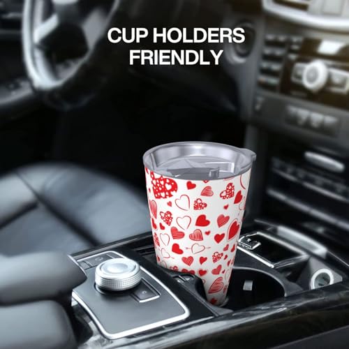 CHASOEA Red Heart Insulated Tumbler 20oz with Lid and Straw